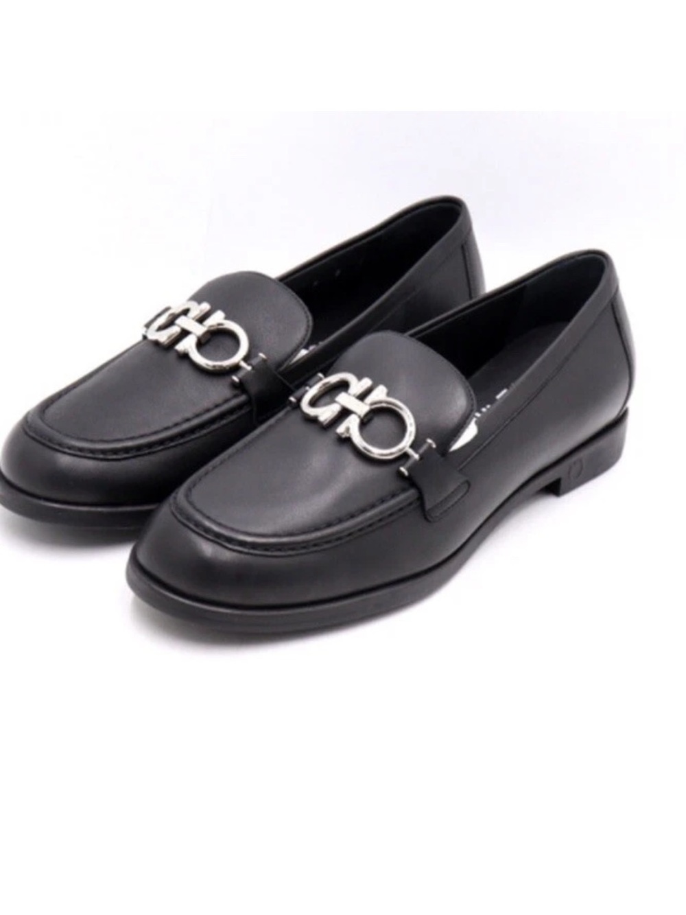 Salvatore Ferragamo Black Leather Gancini Loafers women 7 7.5